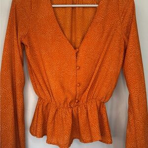 Sienna Sky Orange Button-Down Blouse
